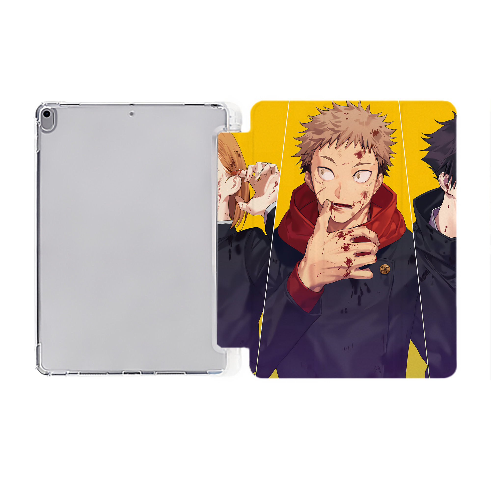 （画像用） 呪術廻戦 Jujutsu Kaisen IPad ケース ペン収納付き 三つ折りスタンド PUレザー×シリコン 対応機種9.5/10.5/10.9インチ
